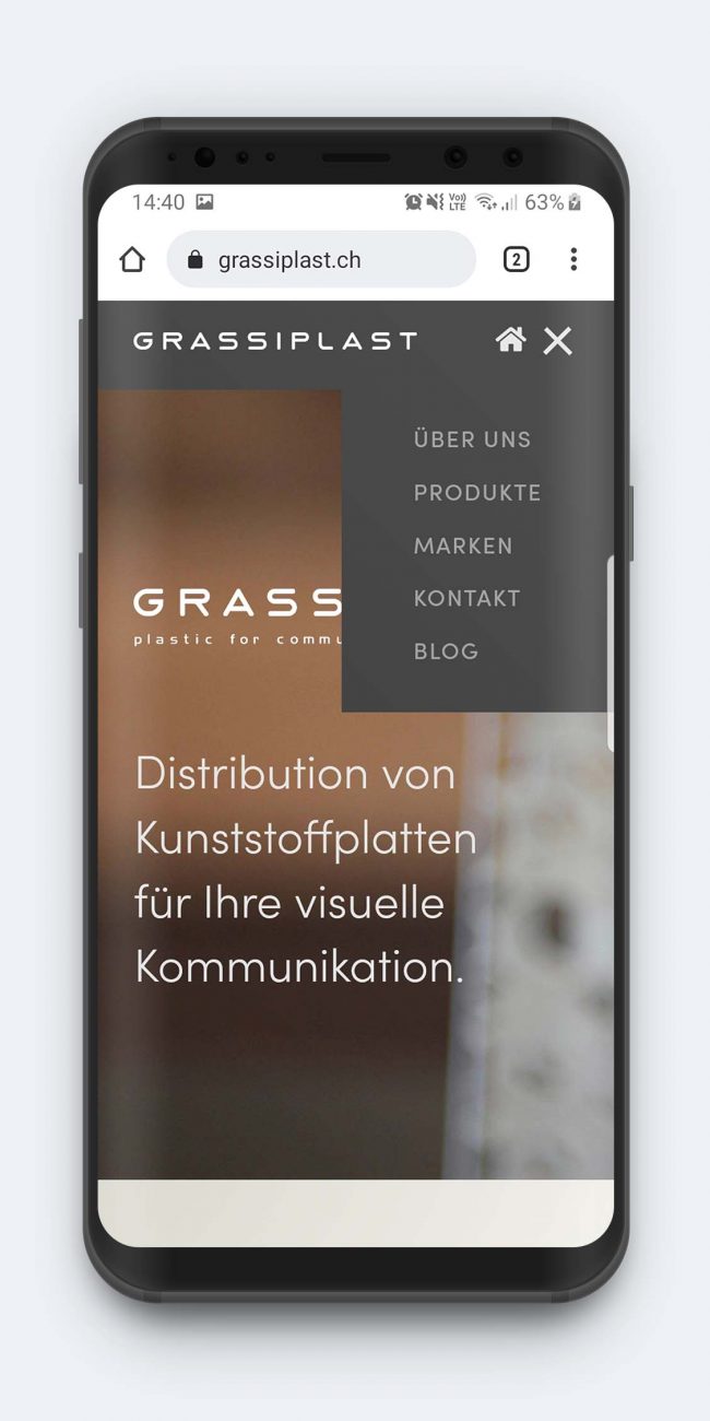 Grassiplast Erscheinungsbild Webseite Vorschau Smartphone