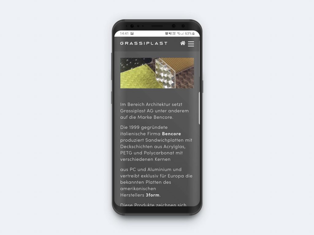 Grassiplast Erscheinungsbild Webseite Vorschau Smartphone