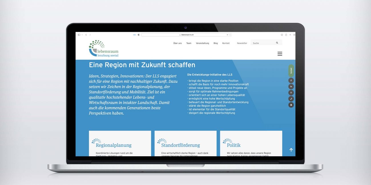 Lebensraum Lenzburg Webauftritt Vorschau auf Notebook