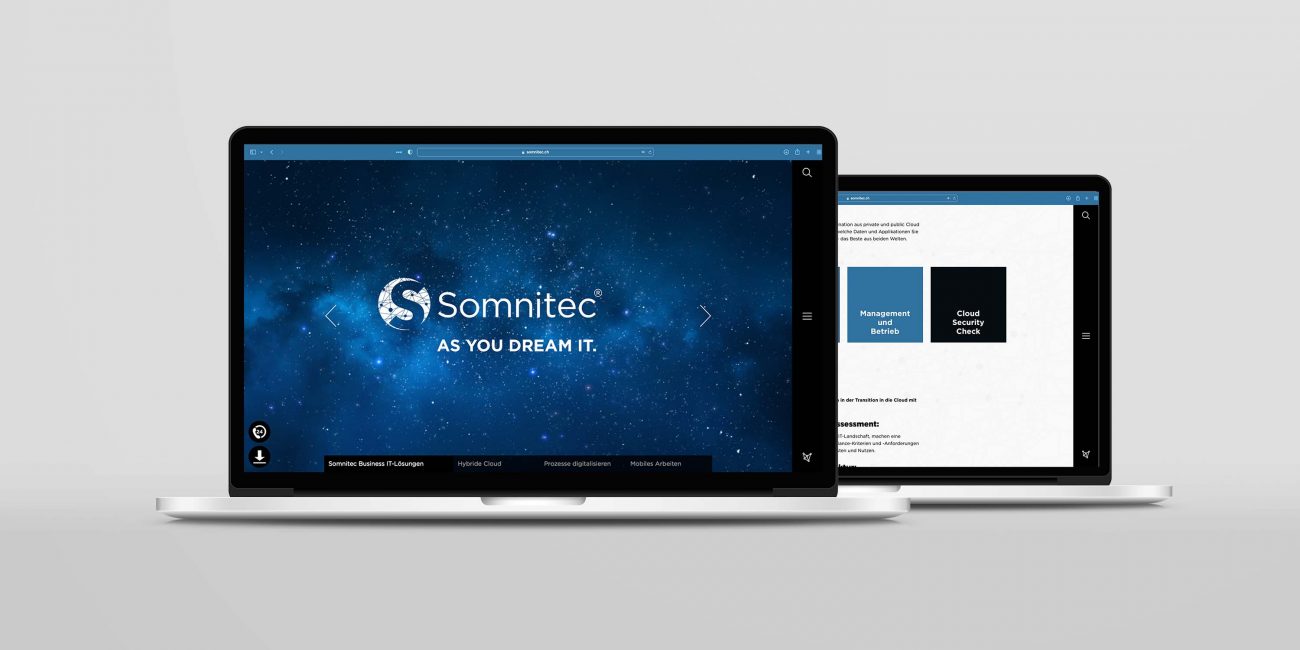Somnitec Webseite Vorschau auf Notebook