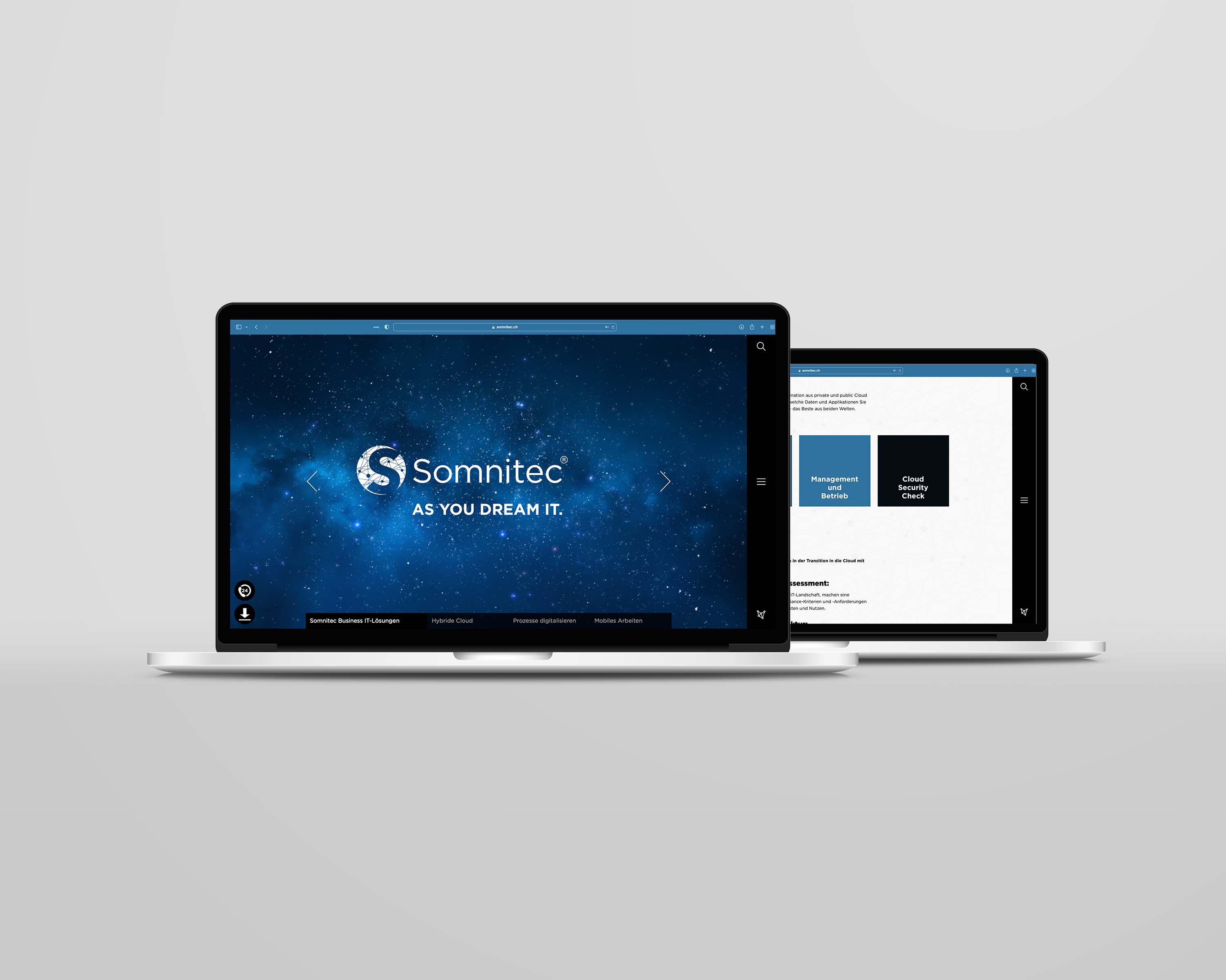 Somnitec Webseite Vorschau auf Notebook