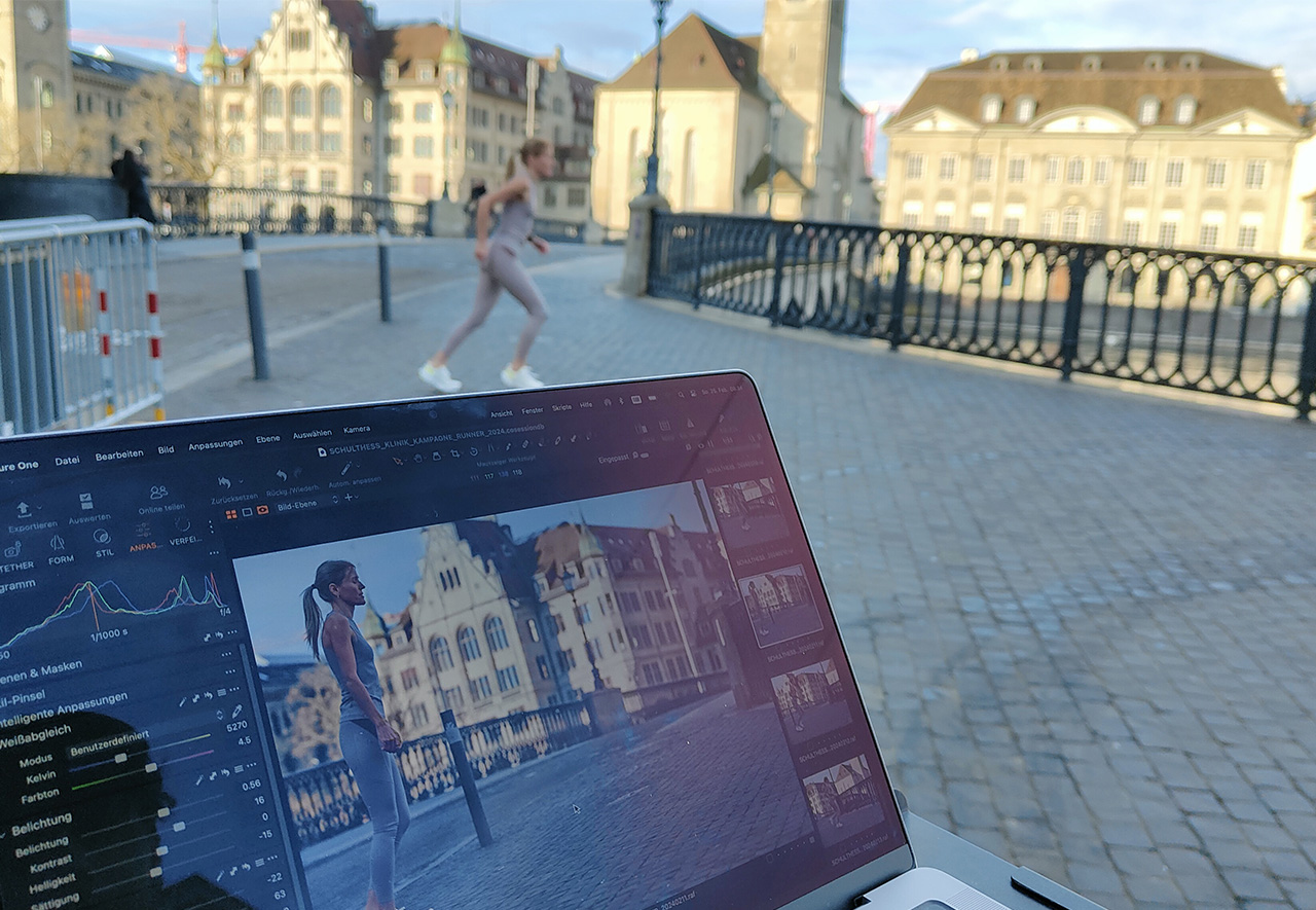 Making-of Fotoshooting Kampagne Marathon für die Schulthess Klinik in Zürich