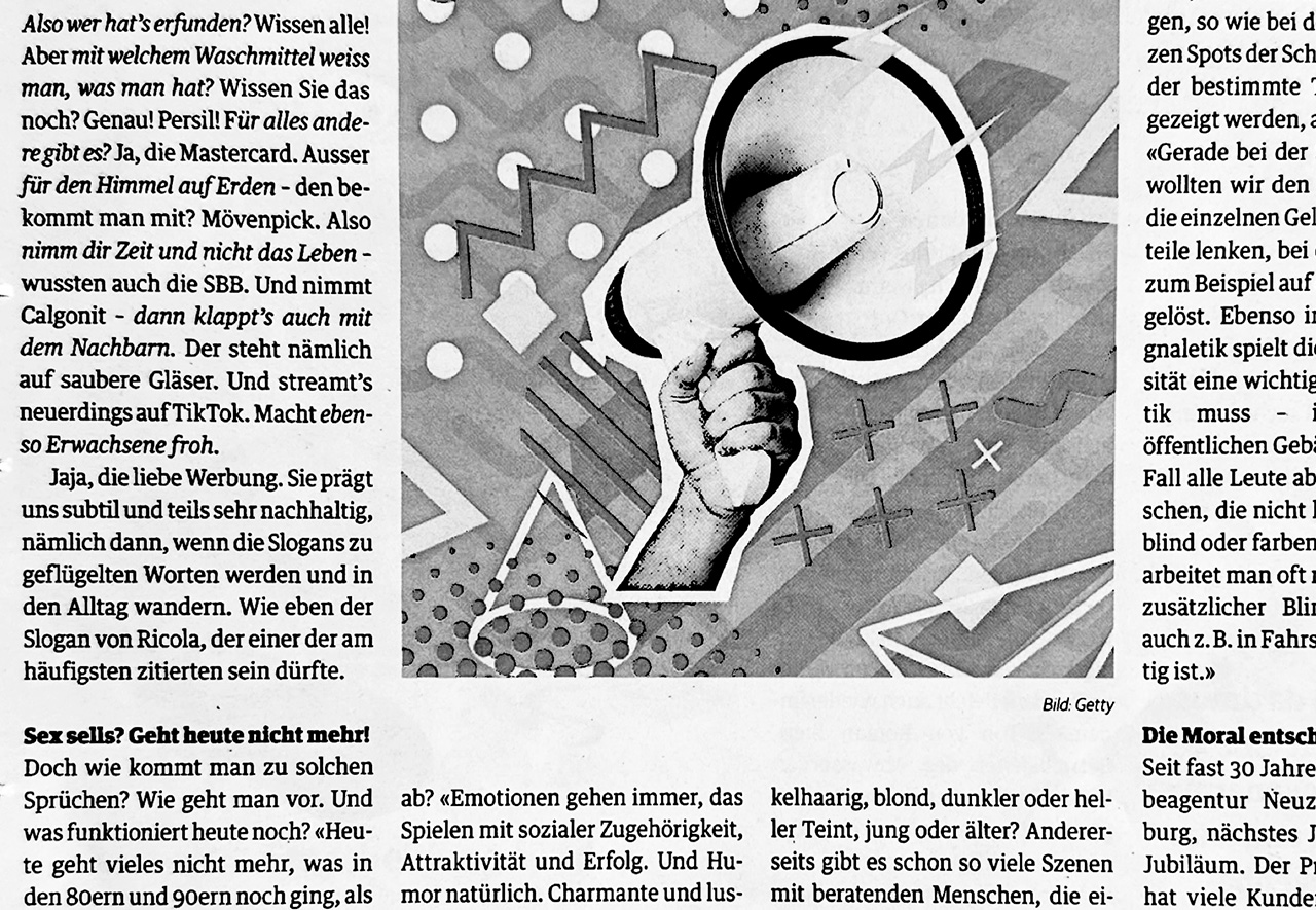 Ausschnitt Zeitungsartikel zum Thema Werbung im Wandel