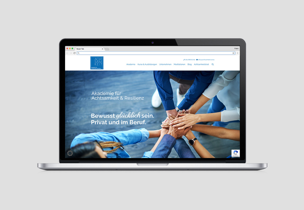 Startseite des aktuellen Online-Auftritts der Akademie für Achtsamkeit und Resilienz in Lenzburg